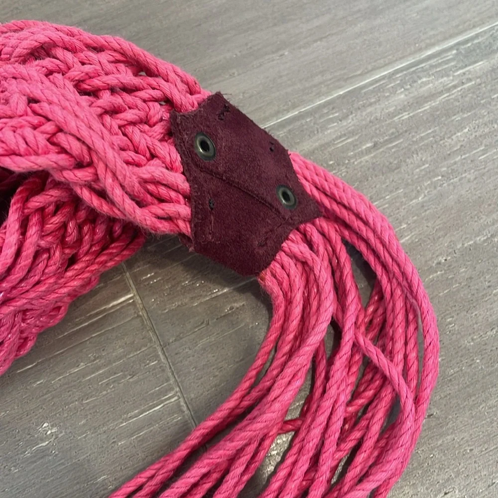 NWOT Diesel pink suede braided 36 inch 90’s Y2K festival belt gold buckle